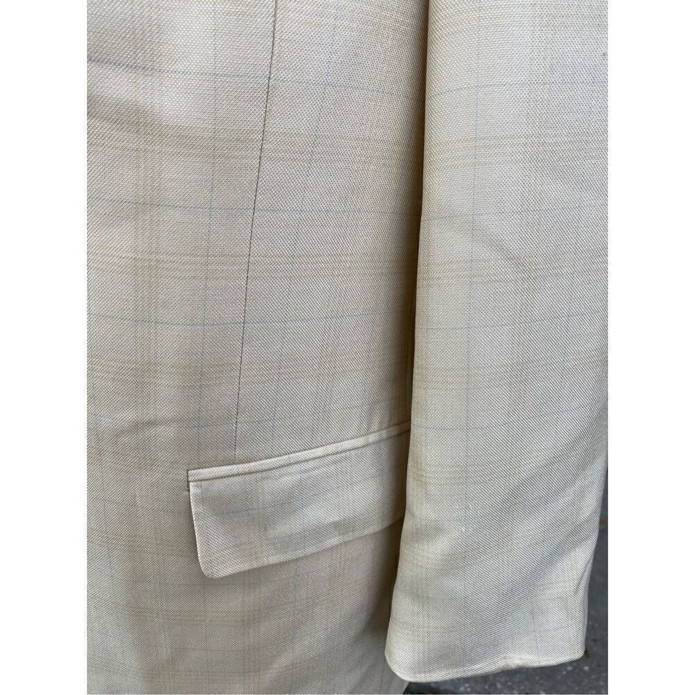 Vintage Silk Blend Blazer by Lancia Sz. 42R Faint Yellow with pale plaid - Picture 11 of 11